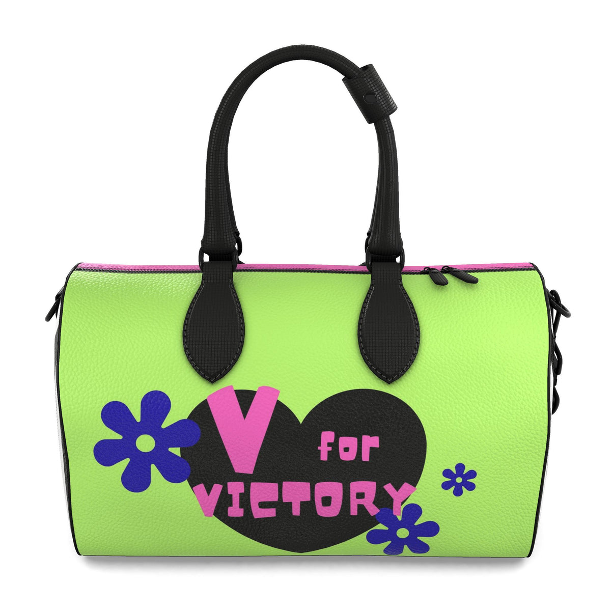 'V for VICTORY' Leather Duffle Handbag🖤TURN ME AROUND TO SEE ALL SIDES!