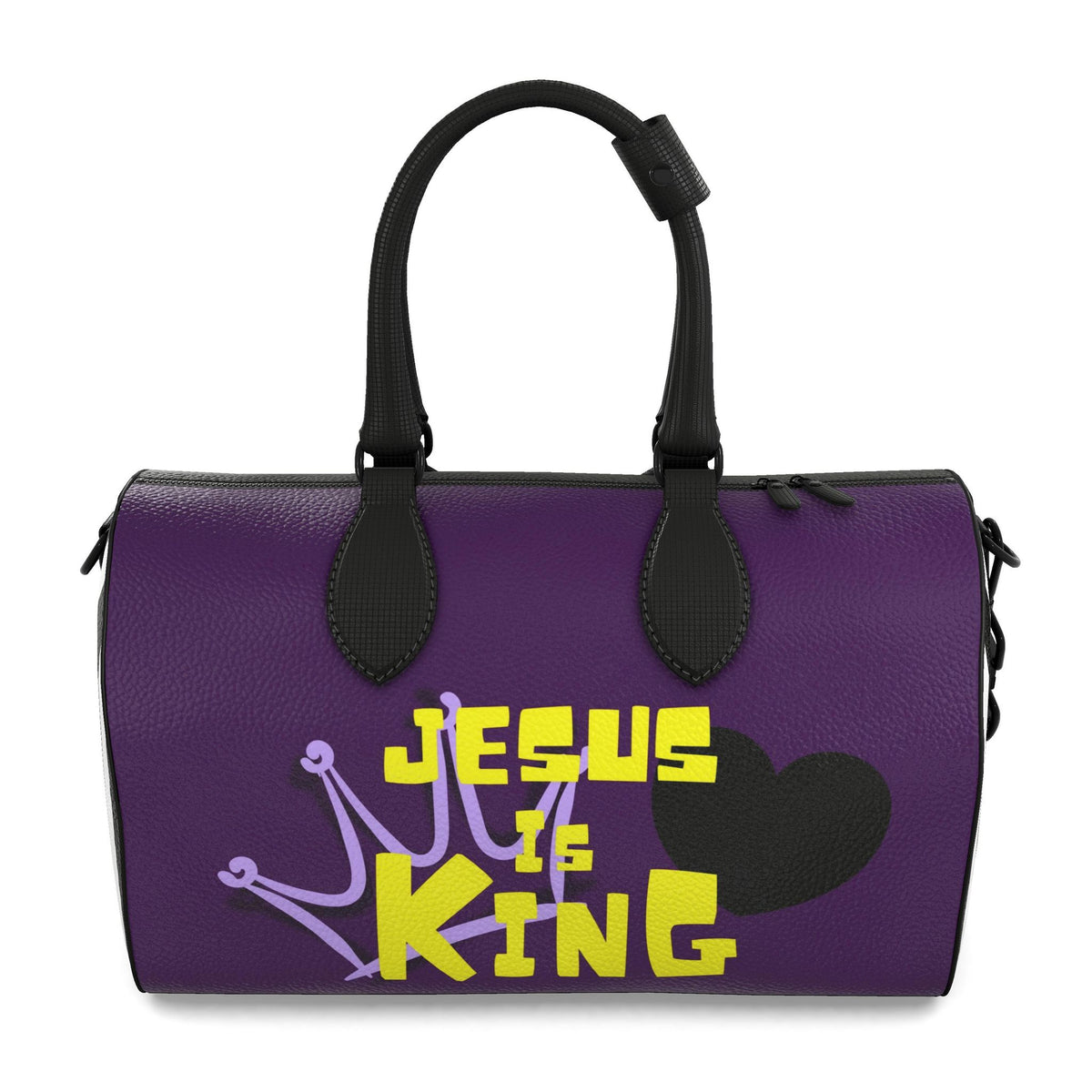 'JESUS IS KING' Leather Duffle Handbag🖤👑 TURN ME AROUND TO SEE ALL SIDES!