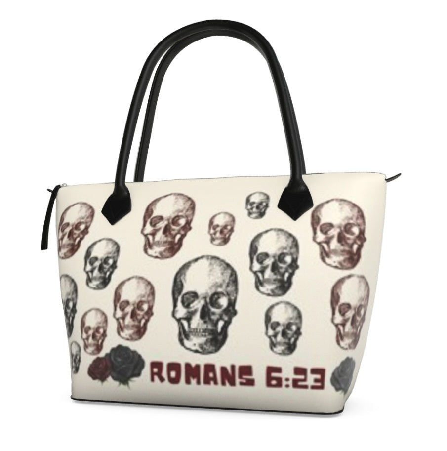 'THE SKULLS BAG' LEATHER TOTE BAG💀 TURN ME AROUND TO SEE BOTH SIDES!